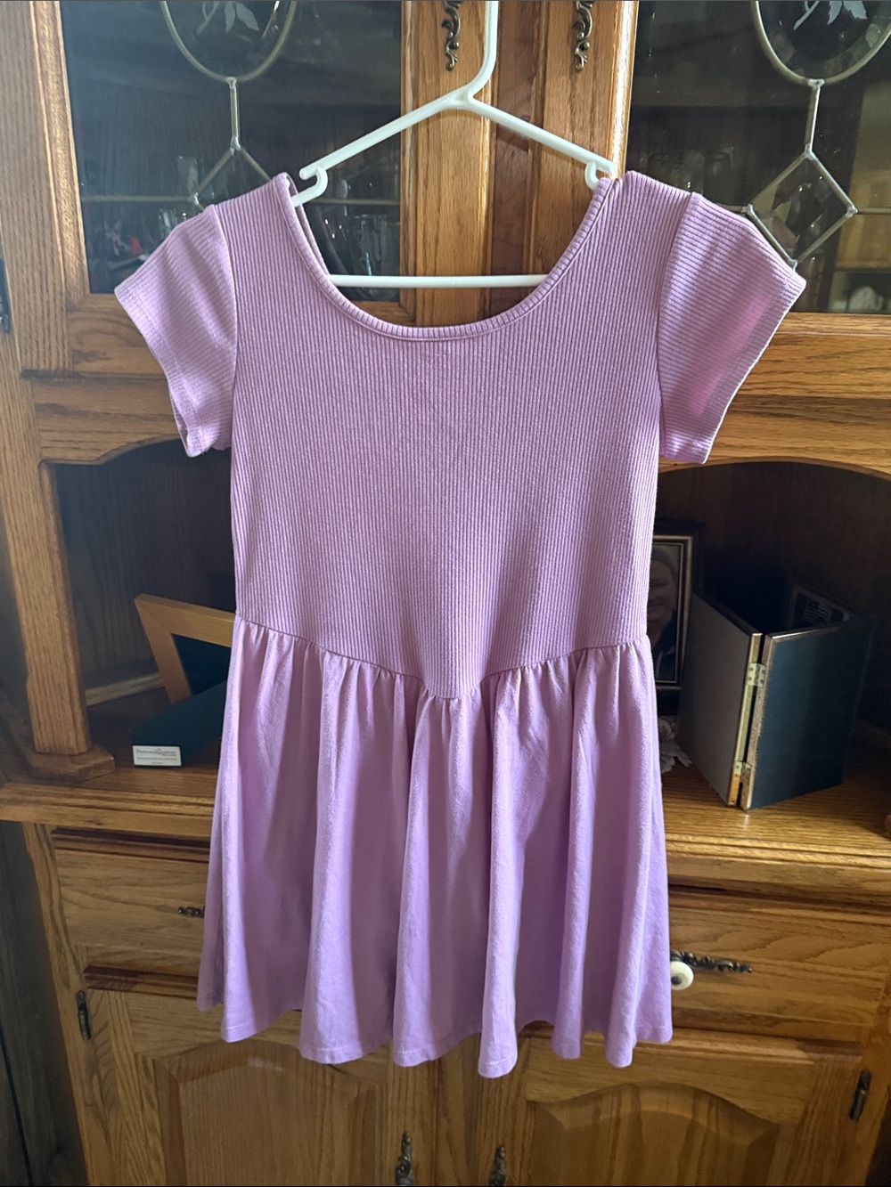 Place Girls' Lavender Short Sleeve Skater Dress shorts attached size 16 EUC